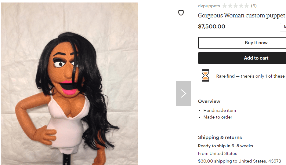 Sticker Shock when searching for custom made puppets
